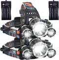 LED hodelykt oppladbar hodelykt 6000 høy lumen superlys hodelykt, 4 moduser, vanntett sensor hodelykt lommelykt, sikkerhetslys - 2-pakning