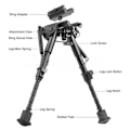 Miniatyrbild 7 av 8: Hopfällbart Snabbfäste Bipod Aluminiumlegering Stativ Skyttens Bipod för Utomhusskytte