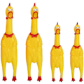 Miniatyrbild 1 av 2: 4-pack skrikande kycklingleksak i gummi, gul gummikyckling med pip, nyhet och hållbar gummikyckling husdjur skrikande leksak hundgåva