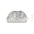 PU Vævet Taske Satchel Cloud Mini Læder Clutch Taske Silver