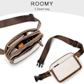 Miniatyrbild 8 av 9: Kvinnor PU läder bältesväska Crossbody midjeväska Reseaxelväsk Beige with Brown