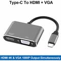 Pikkukuva 2 / 5: USB C - HDMI VGA -sovitin, 2 in 1 Type C - HDMI 4K, VGA 1080P yhteensopiva MacBook Pro/Air 2020 2019, iPad Pro, Surface, harmaa