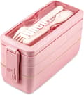 Matboks, rombeholder, hvetestrå, lekkasjesikker stablebar Bento matboks måltidsforberedelse pink