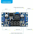 Miniatyrbild 3 av 5: 2 stycken DC-DC BUCK Spänningsomvandlare Effektmodul justerbar modul stabil 36V 24V 12V till 5V 2A Effektmodul med LED-display