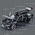 Miniatyrbild 3 av 5: 1/32 RS6 Leksaksbilmodell med Ljud Ljus Dörrar Öppnade Legering Diecast Modellfordon Samling Leksak för Pojke Vuxen Festivalpresent Grey