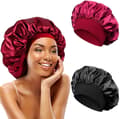 2 stycken Sovmössa - Satin bonnet - Sleep Cap (Red + Black)