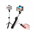 Miniatyrbild 9 av 9: Selfiestick / tripod mobilstativ med bluetooth fjärrkontroll Black Svart