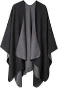 Dam Reversible Oversized Poncho Cape Varm Sjal Wrap Öppen Front Tryckt Filt Cardigans