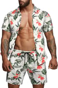 Herr Hawaiian skjorta och shorts white white M
