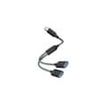 Typ-C till Dual USB 2.0-adapter Svart Sort