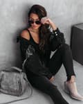 Afslappet denimjakke med frynser til kvinder Black Black M