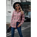 Pikkukuva 4 / 5: Ruudullinen pitkähihainen paita naisille Button Down villasekoitus ohut takki rento pusero taskulla Pinkki Pink S