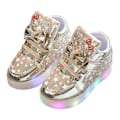 Miniatyrbilde 1 av 4: Lysende sko Blinkende pustende sneakers Lysende fritidssko for barn Gull Gold 27