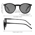 Pikkukuva 4 / 8: Unisex pyöreät polarisoidut aurinkolasit silmälasit aurinkolasit UV400 pyöreä kehys retro Black-Black grey