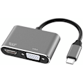 Pikkukuva 1 / 5: USB C - HDMI VGA -sovitin, 2 in 1 Type C - HDMI 4K, VGA 1080P yhteensopiva MacBook Pro/Air 2020 2019, iPad Pro, Surface, harmaa