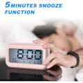 Miniatyrbild 5 av 5: Digital väckarklocka Morgonväckarklocka, tyst batteridriven digital väckarklocka för barn Vuxna Stor LED-display Temperaturkalender, rosa