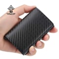 Miniatyrbillede 6 af 8: Kulfiber Pop-up Kortholder med RFID Beskyttelse PU sort black