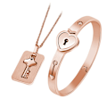 Miniatyrbillede 3 af 5: Rush to the sky pararmbånd koncentrisk lås kærlighedslås titanium stål armbånd nøgle Rose Gold