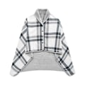 Miniatyrbilde 1 av 4: Fleeceponcho for kvinner, rutete fleece-sjal, varm vinterkappe med knapper, rutete teppe