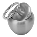 Miniatyrbillede 4 af 7: Rustfrit stål pilleæske æbleform mini bærbar rustfrit stål metal lille medicinæske forseglet dåse nøglering vedhæng