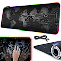 Miniatyrbillede 1 af 3: RGB Gaming Musemåtte Verdenskort 80x30 sort black