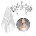 Miniatyrbilde 1 av 7: Utdrikningslagsdekorasjon, brud som skal være tilbehør til utdrikningslag, utdrikningslagstilbehør med brudens pannebånd tiara, slør med kam, skjerp, tatoveringer