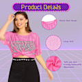Pikkukuva 2 / 8: 80-luvun neonväriset juhla-asusteet, 1980-luvun retro-teemajuhlien koristeluasu naisille tytöille T-paita-pinkki punainen T-shirt-pink red One size