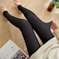 Miniatyrbillede 1 af 5: Dame Velvet Tykke Tights Varme Vinter Strømpebukser Elastiske Fleece Strømpebukser Høj Talje Bodystockings-1 Ren sort halv f Pure black half feet 80g-no velvet