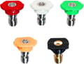 Högtryckstvätt Munstycksset, Robust Kvalitet Material Snabbkoppling Sprutmunstycken, 5-Pack Rostfritt Stål Mässing Universal Flera Grader (0, 15, 25