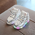 Miniatyrbillede 4 af 5: Lysende sko Blinkende åndbare sneakers Lysende fritidssko til børn Sølv Silver 27