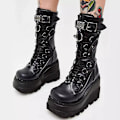 Miniatyrbilde 5 av 5: Plattformstøvler damer Spenne reim Punk Goth Boot Dame Gothic Snøresko Sz Svart Black EU 41
