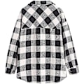 Miniatyrbilde 4 av 5: Rutete langermet skjorte dame Button Down ullblanding tynn jakke Casual blusetopper med lomme Black and White Black and White M