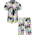 Pikkukuva 1 / 4: Miesten Havaiji-paita ja shortsit setti Regular Fit lyhythihainen rento funky ranta flamingo paita setti XL XL Black Tree