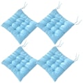 Miniatyrbilde 1 av 6: 4 stk Myke Stolputer, Stolputer med Bånd, Stolputer Spisestue for Hage Uteplass Kjøkken Spisestue (40x40cm) Blå blue