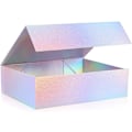 Miniatyrbillede 1 af 4: Magnetiske gaveæsker med låg (1 stk), 33x25x12 cm Store gaveæsker, holografisk sølv Luksus stærk