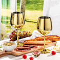 Miniatyrbild 2 av 5: Set med 4 guldvinglas, 540ml/18oz Oslagbart guldvinglas, vinglas i rostfritt stål, utsökt och unikt