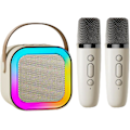 Miniatyrbillede 1 af 6: Bærbar Karaoke-system, Trådløs Mikrofon og Højttaler til Sang Hjemme White double wheat