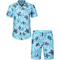Pikkukuva 1 / 6: Miesten Havaiji-paita ja shortsit setti Regular Fit lyhythihainen rento funky ranta flamingo paita setti XL XL Blue Starfish