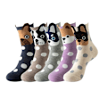 Pikkukuva 5 / 7: 5 kpl Sarjakuvasukat eläinaiheilla - Koira, Kissa, Pöllö Monivärinen MultiColor Katt - Cat
