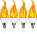 4-pakning 3W E14 LED-lampe med flammeeffekt, 3 lysmoduser, dekorativ lampe