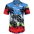 Pikkukuva 2 / 6: Miesten Havaiji-paita ja shortsit setti Regular Fit lyhythihainen rento funky ranta flamingo paita setti XL XL Blue Beach
