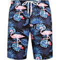 Pikkukuva 3 / 5: Miesten Havaiji-paita ja shortsit, normaali istuvuus, lyhythihainen, rento, funky ranta flamingo-paitasetti M M Blue Flamingo Leaf