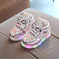 Miniatyrbillede 2 af 3: Lysende sko Blinkende åndbare sneakers Lysende fritidssko til børn Pink Pink 22
