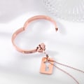 Miniatyrbillede 2 af 5: Rush to the sky pararmbånd koncentrisk lås kærlighedslås titanium stål armbånd nøgle Rose Gold