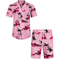 Pikkukuva 1 / 5: Miesten Havaiji-paita ja shortsit setti Regular Fit lyhythihainen rento funky ranta flamingo paita setti XL XL Pink Flamingo Beach