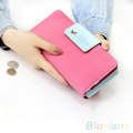Miniatyrbillede 2 af 5: Dame Zipper Faux Læder Kort Telefonholder Clutch Pung Lang Pung Hånd