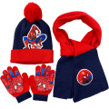 Miniatyrbilde 2 av 3: Spider-Man vinter varm strikket lue + skjerf + hansker sett for barn