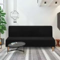 Miniatyrbilde 5 av 5: Ensfarget sammenleggbar sofaovertrekk for sovesofa, svart polyester for innendørs og utendørs møbelbeskyttelse