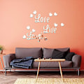 Miniatyrbillede 4 af 5: Kærlighed Live Latter Wall Decal Dekal Sølv Hjerte Spejl Væg Dekoration Soveværelse Liv