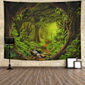 Miniatyrbild 4 av 5: Forest Tapestry Nature Tree Cave Tapestry Väggbonad Misty Forest Tapestr